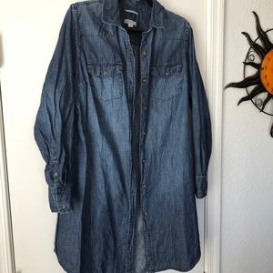 Pocketed jean dress button up brand merona